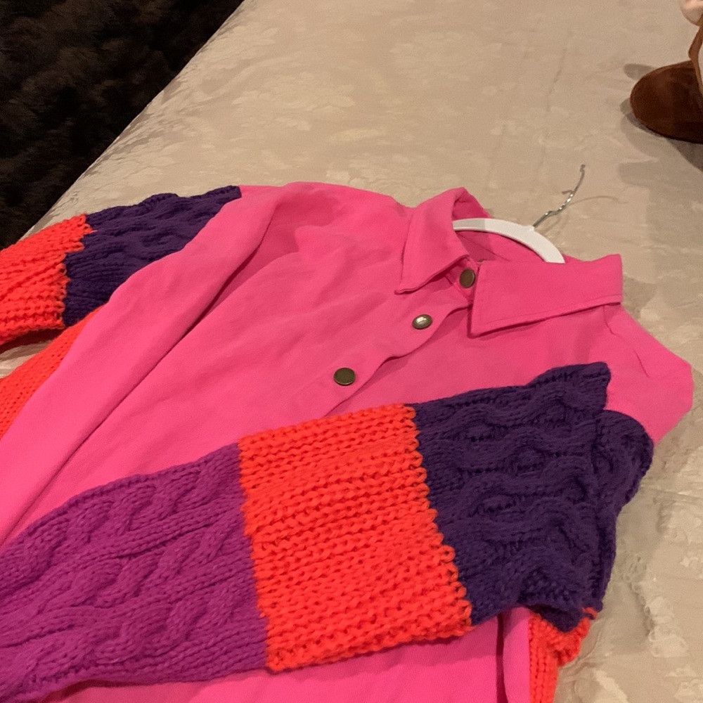 Umgee Color Block Sweater Shacket - Picture 8 of 8